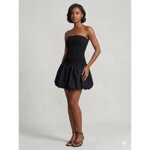 Wild Fable Bubble Hem Dress Womens Sz S Black Mini Strapless Ballet Retro New